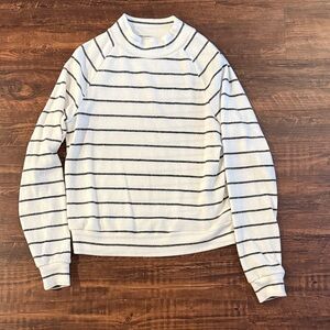 Evereve White and Black Striped Turtleneck Sweater